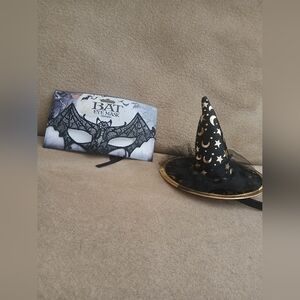 Black Bat Eye Mask and Witch Hat Set